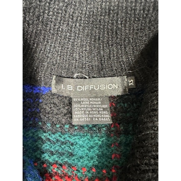 Vtg IB Diffusion Sweater Womens XS Plaid‎ Wool Mohair Blend Cardigan 80s 90s - Picture 6 of 11